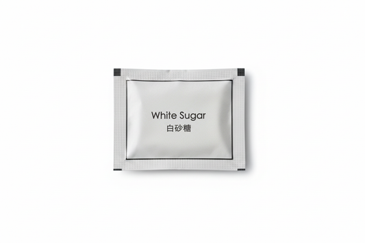 White sugar packet with ç™½ç ‚ç³– from reference